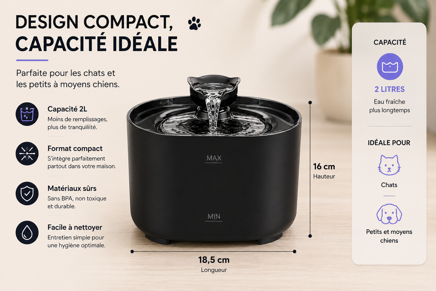 PawFlow™ – Fontaine à eau intelligente pour chats & chiens